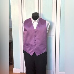 Wisteria Purple Satin Closed Back Vest Wedding Prom Men’s M Medium